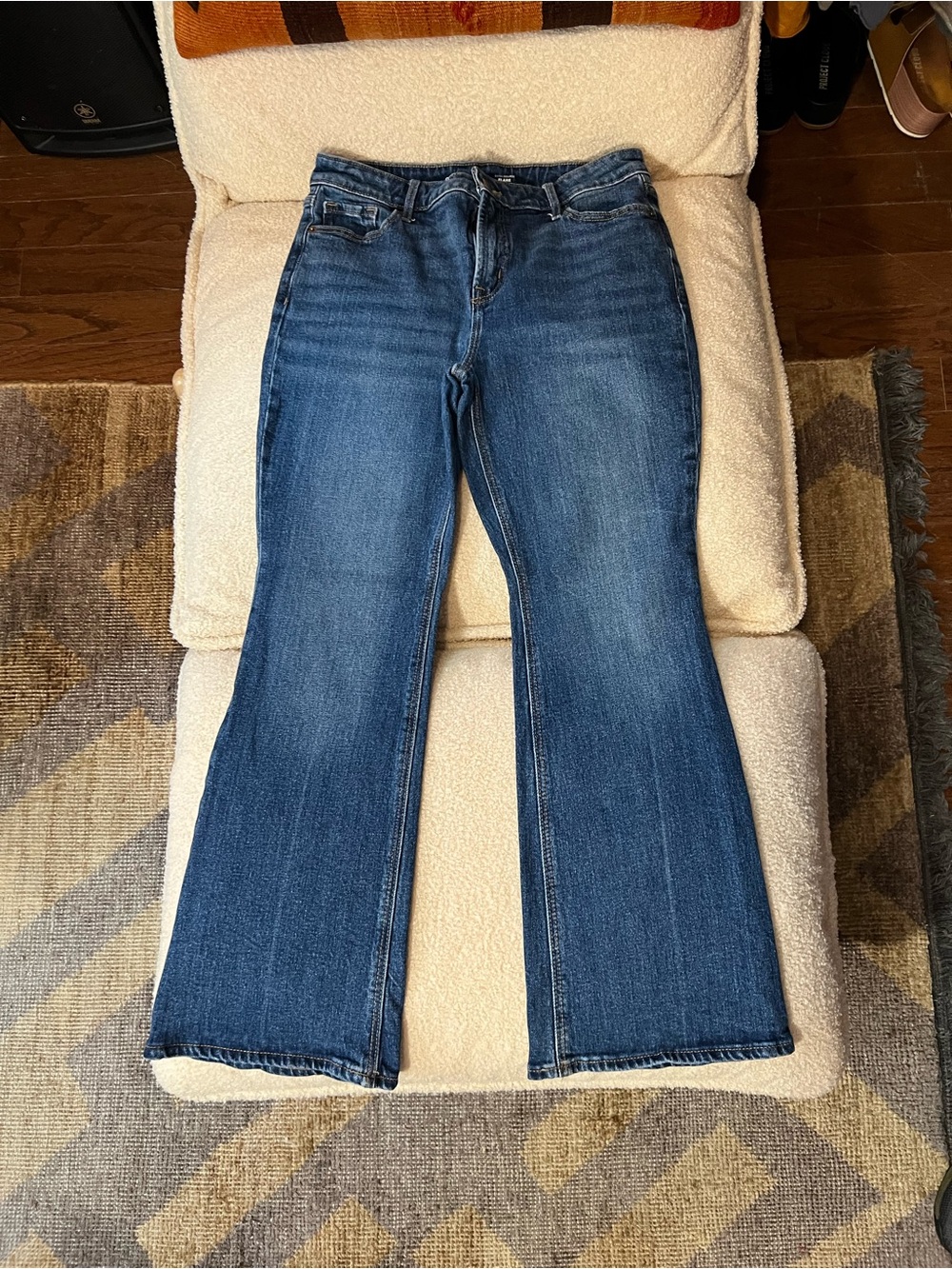 Old Navy Extra High-Rise Flare Jeans 10 Petite Secret Smooth